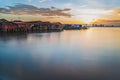 Chew jetty fisherman village in George Town Penang Malaysia at sunrise.
