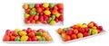 Chewing colorful gum in the form of fruit on a plate isolated Royalty Free Stock Photo