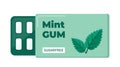 Chewing gum in a blister pack, mint flavor. bubble gum for dental hygiene. Vector illustration