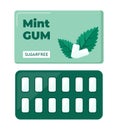 Chewing gum in a blister pack, mint flavor. bubble gum for dental hygiene. Vector illustration