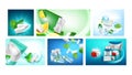 Chewing Gum Creative Promotion Posters Set Vector
