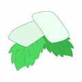 Chewing gum with fresh mint leaves icon Royalty Free Stock Photo