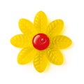 Chewy candy arranged in a flower shape isolated on a white background. Tasty gummy sweets of red yellow colors cutout. Candy made Royalty Free Stock Photo