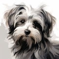 Chewy: A Charming Black And White Dog In Painterly Style