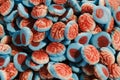 Chewy jelly candy in the form of a brain. Sweets for Halloween Royalty Free Stock Photo