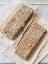 Chewy muesli granola power bar Royalty Free Stock Photo