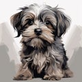 Chewy: Shabby Puppy Painting In Gray And Brown