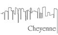 Cheyenne city one line drawing abstract background with cityscape