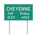 Cheyenne Population and Elevation road sign