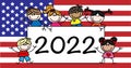 New year 2022 calendar mixed ethnic kids