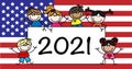 New year 2021 USA calendar header banner