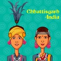 Chhattisgarhi Couple in traditional costume of Chhattisgarh, India