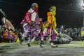 Chhau dance or Chhou dance of Purulia. Masked male dancers as demons in combat