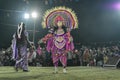 Chhau dance or Chhou dance of Purulia. Woman complaining to God , masked male.