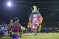 Chhau Dance, Indian tribal martial dance at night in village