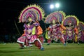 Chhau Dance, Indian tribal martial dance at night in village