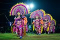 Chhau Dance, Indian tribal martial dance at night in village