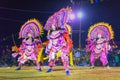 Chhau Dance, Indian tribal martial dance at night in village