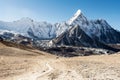 Chhukung hill with Ama Dablam and Chhukung glacier Everest Base Camp trek Nepal
