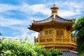 Chi Lin Nunnery and Nan Lian Garden. Golden pavilion of absolute perfection in Nan Lian Garden in Chi Lin Nunnery, Hong Kong, Royalty Free Stock Photo