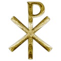 Chi Rho christianity cross gold symbol