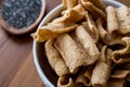 Chia Chips or Crackers in a bowl. Royalty Free Stock Photo