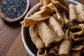 Chia Chips or Crackers in a bowl. Royalty Free Stock Photo