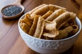 Chia Chips or Crackers in a bowl. Royalty Free Stock Photo