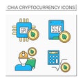 Chia cryptocurrency color icons set
