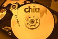Chia cryptocurrency and hard drive mining, bitcoin Royalty Free Stock Photo