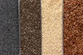 Chia, flax, sesame and poppy seeds background. Royalty Free Stock Photo