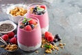 Chia pudding parfait with berry smoothie Royalty Free Stock Photo