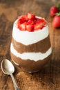 Chia pudding with yogurt, chocolate and strawberries Royalty Free Stock Photo