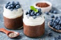 Chia pudding with yogurt and chocolate Royalty Free Stock Photo