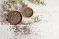 Chia seed healthy super food with flower Royalty Free Stock Photo