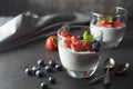 Chia seed pudding with berries. Healthy breakfast Royalty Free Stock Photo