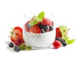 Chia seed pudding with berries. Royalty Free Stock Photo