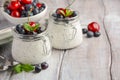 Chia seed pudding with fresh berries, healthy breakfast concept Royalty Free Stock Photo