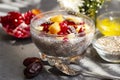 Chia seed pudding with fruit, healthy Breakfast Royalty Free Stock Photo