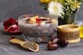 Chia seed pudding with fruit, healthy Breakfast Royalty Free Stock Photo