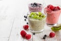 Chia seed pudding with various fruit and berries
