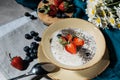 Chia seeds bowl for breakfast Royalty Free Stock Photo