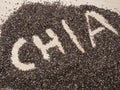 Chia seeds. Chia word made from chia seeds. Royalty Free Stock Photo