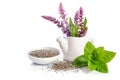 Chia seeds healthy superfood with flowers