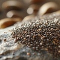 Chia seeds pre-soaked in water before use. macro shot Royalty Free Stock Photo