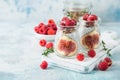 Chia seeds pudding with figs, raspberry and granola Royalty Free Stock Photo