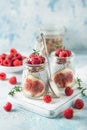 Chia seeds pudding with figs, raspberry and granola Royalty Free Stock Photo
