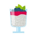 Chia seeds pudding vector illustration