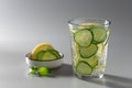 Chia seeds water with cucumber and lemon in a glass Royalty Free Stock Photo