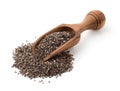 Chia seeds in wooden scoop Royalty Free Stock Photo